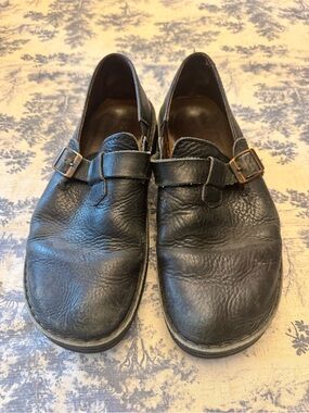 Naot Black Leather Slip-On Loafers with Side Buckles